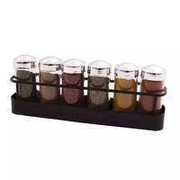 Wire spice rack with 6 jars matt black