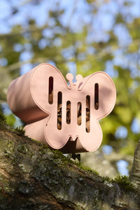 Butterfly house made of bamboo fibre pink 19x16x12cm