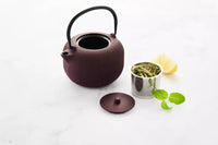 Cast iron teapot with internal enamel coating 1L Vintage Maroon