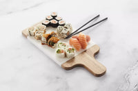 Serveerplank uit marmer & acaciahout 38x18cm