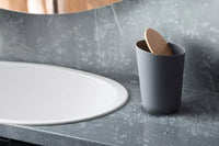 Vuilbak uit bamboevezel met bamboe deksel donkergrijs