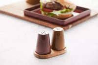 Set poivrier et salière avec support en acacia