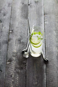 Set of 4 cocktail drinking spoons with cleaning brush