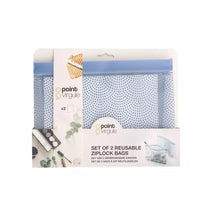 Set de 2 sacs ziplock réutilisables avec fond bleu