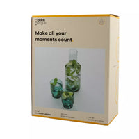 Set de 2 verres verts 220ml et carafe vert/gris 1L