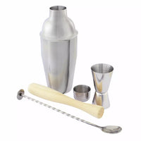 4-piece cocktail set with spoon - jigger - muddler & cobbler shaker
