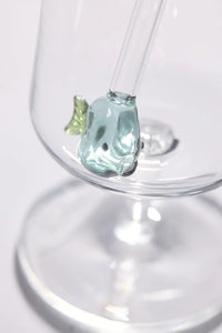 Set of 2 straws with fish made of borosilicate glass and brush 20cm