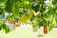 Nichoir en fibre de bambou taupe avec toit terracotta