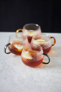 Set van 4 tassen met gekleurd handvat 400ml