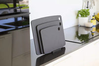 Set of 3 cutting boards and holder in black wood fiber FSC MIX