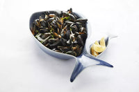 Diepe visschaal blauw 45x25cm