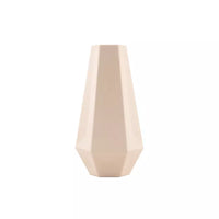 Vase géométrique en fibre de bambou blanc cassé 10.8x9.5x20cm