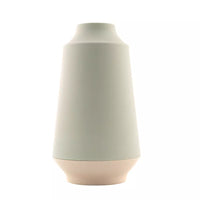 Vase en fibre de bambou vert sauge et blanc cassé ø 15.1cm H 26.5cm