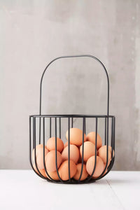 Wire fruitmand met handvat zwart