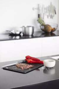 Wood fiber cutting board with juice groove black 44x32.5cm FSC®