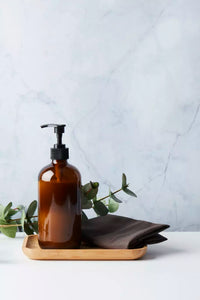 Bouteille en verre avec pompe ambré 500ml