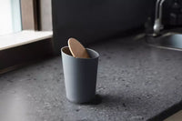 Vuilbak uit bamboevezel met bamboe deksel donkergrijs