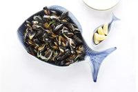 Diepe visschaal blauw 45x25cm