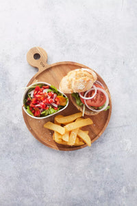 Hamburgerplank uit acaciahout rond ø 25cm FSC®