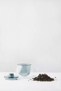 Tea mug with filter blue green 300ml