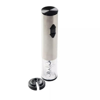 Electric wine bottle opener in stainless steel with integrated foil cutter