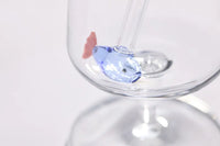 Set van 2 rietjes met vis uit borosilicaatglas en borstel 20cm