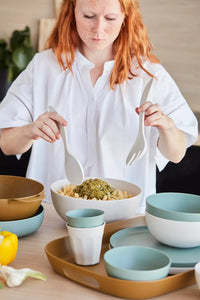 Salad serving set in rPET Summer Sand 30cm