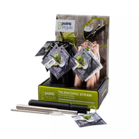 Paille téléscopique avec brosse & support rosé ou noir