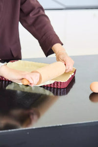 Moule à tarte cannelé à fond amovible en acier carbone antiadhésif 31x21x3cm