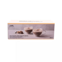 Set of 2 double-walled cappuccino glasses in borosilicate 210ml