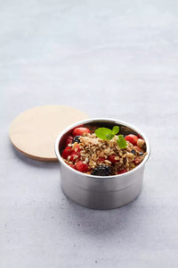 Boîte à lunch ronde avec couvercle en bambou 600ml