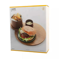 Ensemble à partager avec planche à hamburger en acacia et 3 coupelles FSC®