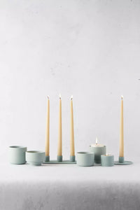 Ceramic candlestick holder for 3 candles sage green