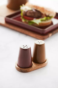 Set poivrier et salière avec support en acacia