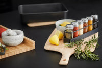 Wire spice rack with 6 jars matt black