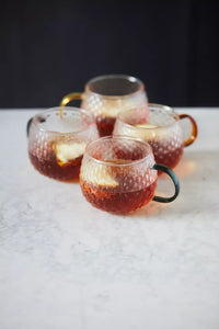 Set van 4 tassen met gekleurd handvat 400ml