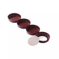 4 fluted tart pans with removable base made of non-stick carbon steel ø10cm