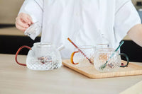 Set van theepot met filter, 2 mokken en lepeltjes