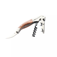 Waiter’s corkscrew in stainless steel with wooden inlay