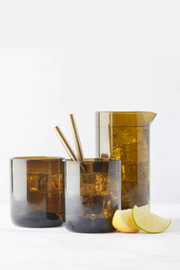 Set de carafe et 2 verres en verre upcyclé vert olive