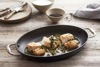 Pan-à-moi poêle à poisson en fonte avec revêtement excalibur 38x26cm