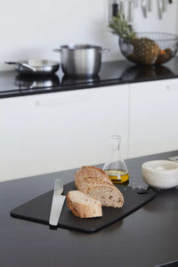 Wood fiber cutting board with juice groove black 44x32.5cm FSC®