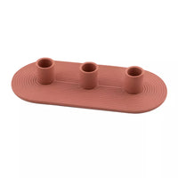 Ceramic candlestick holder for 3 candles dusty rose