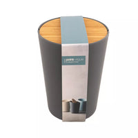 Vuilbak uit bamboevezel met bamboe deksel donkergrijs