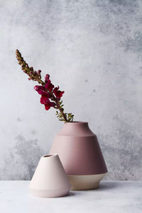 Vase en fibre de bambou mauve et blanc cassé ø 17.8cm H 18cm