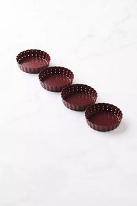 4 fluted tart pans with removable base made of non-stick carbon steel ø10cm