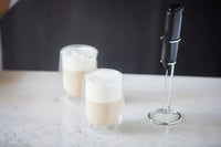 Cappuccino set van 2 dubbelwandige glazen 250ml, melkopschuimer en stencil