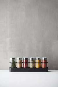 Wire spice rack with 6 jars matt black
