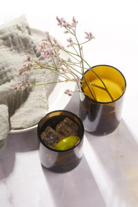 Set van 4 glazen uit upcycled glas roodbruin 400ml