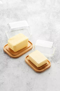 Beurrier en bambou avec couvercle en verre petit FSC®